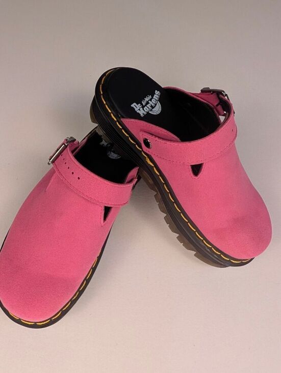 Dr. Martens Shoes - Dr.Martens Zebzag Suede Slingback Platform Mules Fuchsia Pink Size 7.5W/6.5M